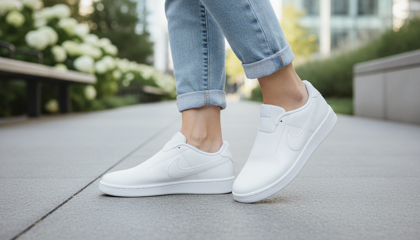 Nike Women’s White Slip-On Sneakers: Walk-Ready Style